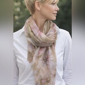 Pink and taupe Floral Lightweight Scarf - Women Accessories